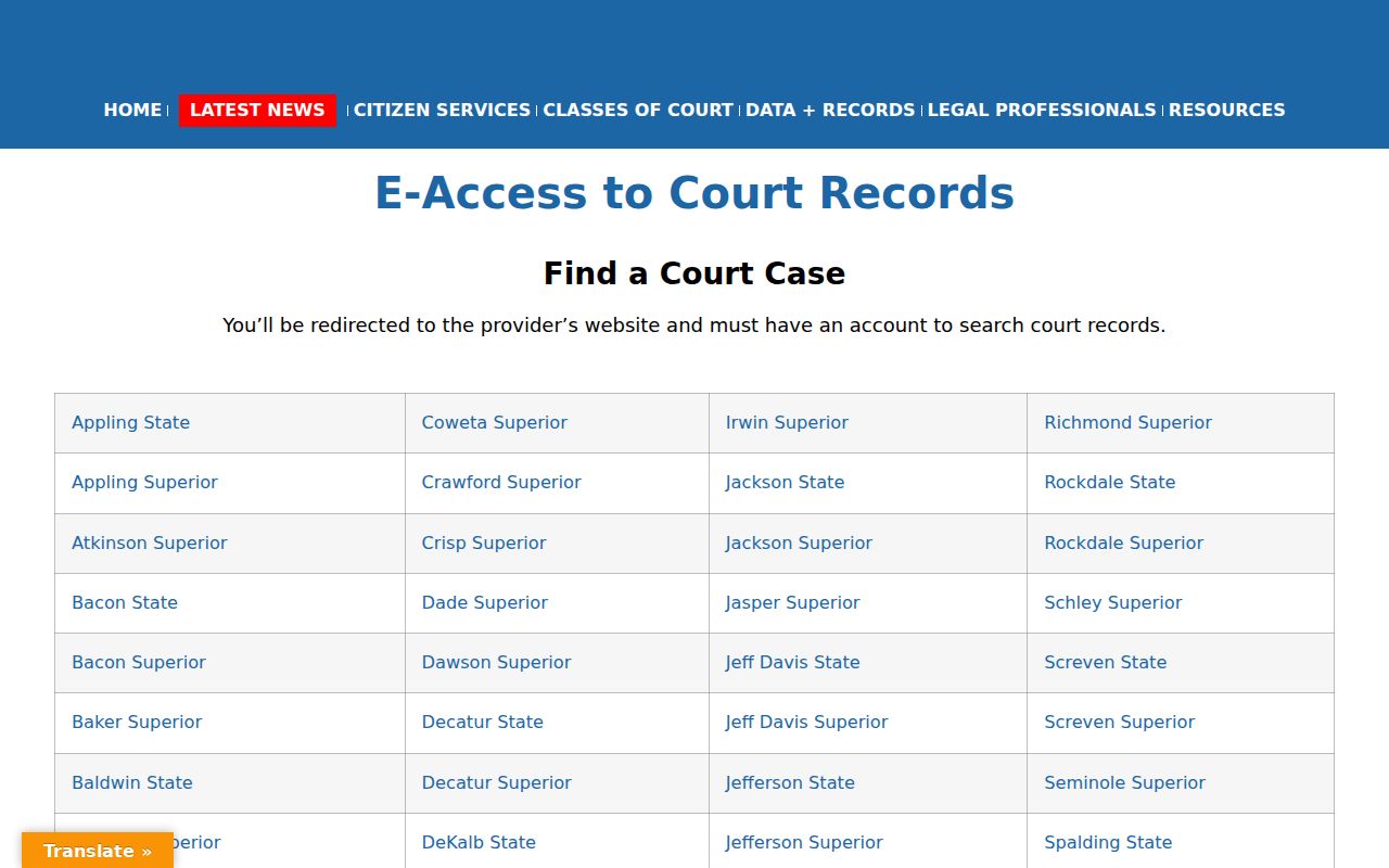 Monroe County court docket Georgia Courts E-Access directory