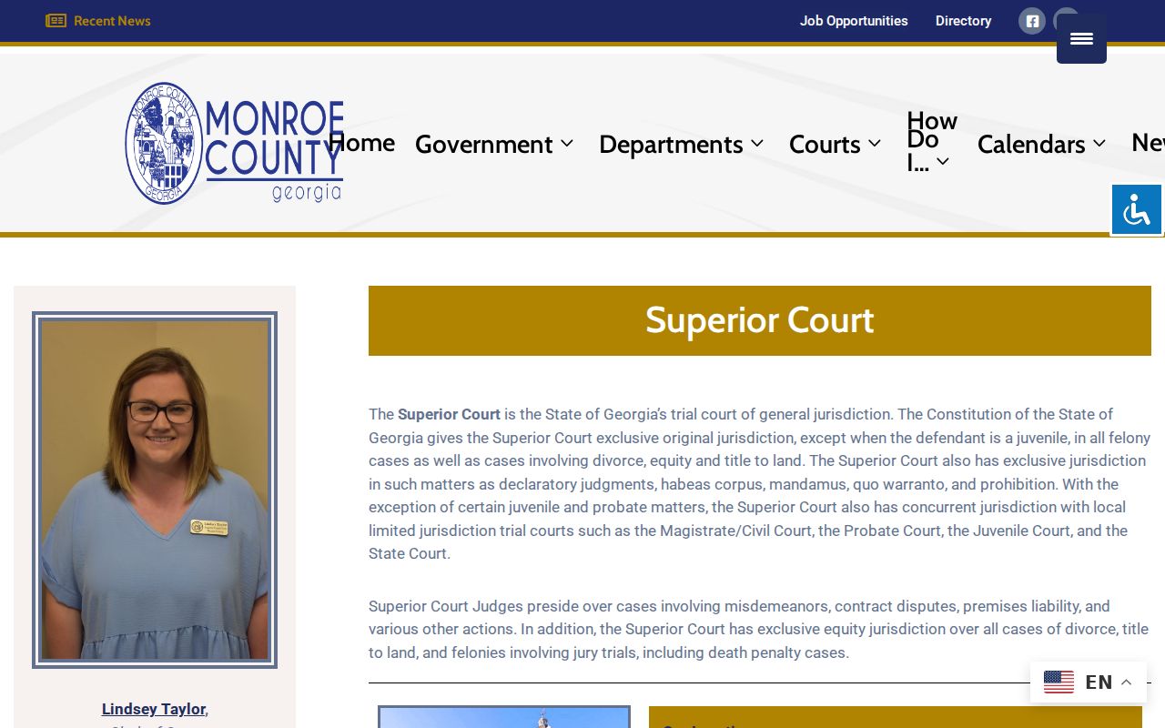 Monroe County court docket Superior Court and clerk information